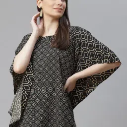 Cottinfab Black Printed Kaftan Crepe Top-image-71