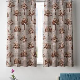 Romee Brown Polyester Floral Curtains and Sheers-46