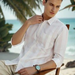 Peter England White Slim Fit Stripe Shirt-image-95
