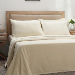 Maspar Beige Cotton 200 TC Double Bed Cover-24