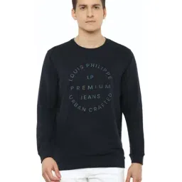 Louis Philippe Jeans Navy Cotton Regular Fit Logo Printed Sweatshirt-picture-26