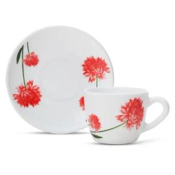 Larah by Borosil Multicolor Ceramic Opalware Cup and Saucer Set of 12 220ml image 2