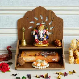 eCraftIndia Om Design with Shelf Laminated Wood Pooja Temple/Mandir-image-97