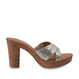 Catwalk Women's Silver Cross Strap Sandals-image-7