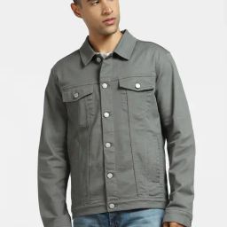 Jack & Jones Grey Cotton Regular Fit Jacket-image-57