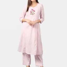 DART STUDIO Pink Cotton Embroidered Straight Kurta-53