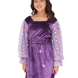 Cutecumber Kids Purple Solid Full Sleeves Shift Dress-image-70