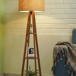 Homesake Walnut Beige & Brown Wood Floor Lamps With Drum Shade-image-20