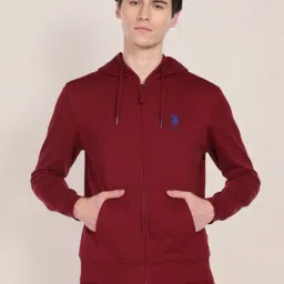 U.S. Polo Assn. Dark Red Cotton Regular Fit Hooded Sweatshirt-picture-12