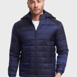 Colorplus Blue Tailored Fit Hooded Jacket-image-27