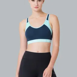 Van Heusen Blue & Mint Green Cotton Color-Block Sports Bra-33