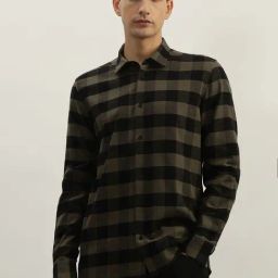 Antony Morato Green Cotton Straight Fit Checks Shirt-image-83