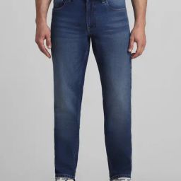 Jack & Jones Medium Blue Cotton Slim Fit Jeans-image-76