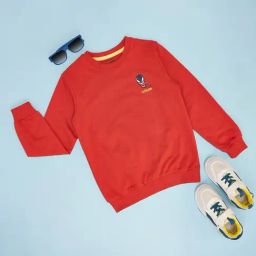 Pantaloons Junior Boys Red Cotton Solid Sweatshirts-picture-15