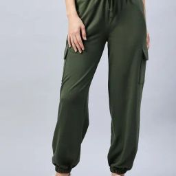 FEMEA Olive Cotton Regular Fit Joggers-picture-22