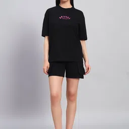 GRIFFEL Self-Design Oversized-Fit Pure Cotton T-Shirt & Shorts Co-Ord Set-picture-32