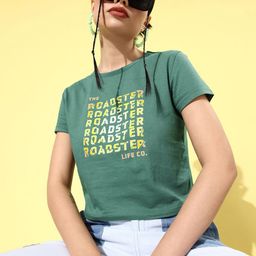 The Roadster Lifestyle Co. Women Teal Green Winter Foraging Offgrid Graphics T-shirt-image-40