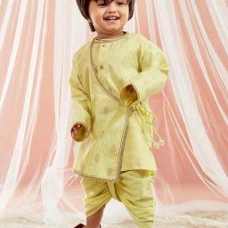 VASTRAMAY Boys Beige Embroidery KurtaSets-image-82