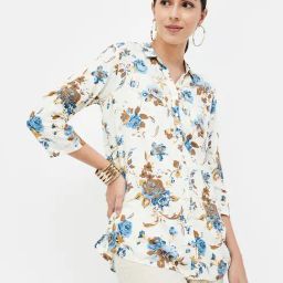 Melange by Lifestyle Off White Floral Print Kurti-image-17