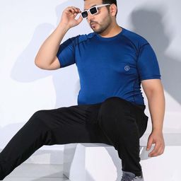CHKOKKO Plus Men Blue Plus-Size T-shirt-image-52