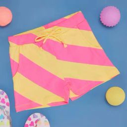 Pantaloons Junior Kids Neon Pink & Yellow Cotton Printed Shorts-image-1