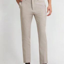 Arrow New York Beige Slim Fit Texture Trousers-image-12