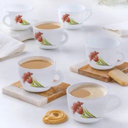 Larah by Borosil Multicolor Ceramic Opalware Tea Cup - Set of 6 140ml-41
