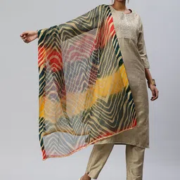 swatika Printed Net Dupatta With Gotta Patti image 4