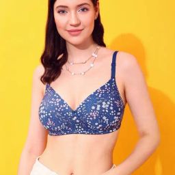 Clovia Blue Printed Full Coverage Padded T-Shirt Bra-image-23