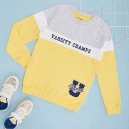 Pantaloons Junior Boys Yellow Cotton Color Block Sweatshirts-picture-12