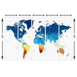 999Store Blue & White World Map Art 5 Frame MDF Paintings image 5