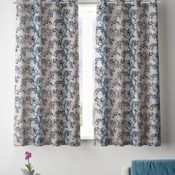 Romee Blue Polyester Floral Curtains and Sheers-46