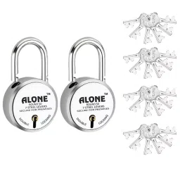 ALONE LOCKS 50 mm Steel Chrome 20 Same Keys Double Locking Padlock (Pack of 2)-25