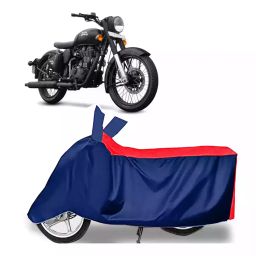 Auto Pearl Two Wheeler Cover with Bag for Royal Enfield 500, Red & Blue-picture-35