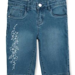 Gini & Jony Kids Blue Floral Print Pedal Pusher-image-84