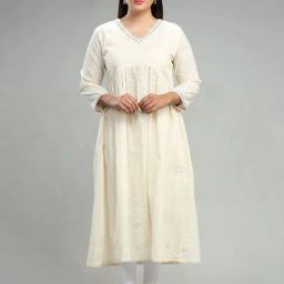 Cotton Culture Off White Embroidered A Line Kurta-image-59