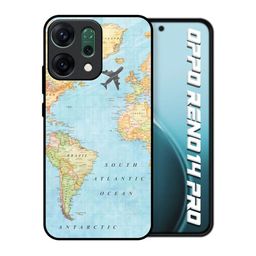 QRIOH Unisex Oppo Reno14 Pro 5G Quirky Travel Map Shockproof Glass Back Case-picture-49