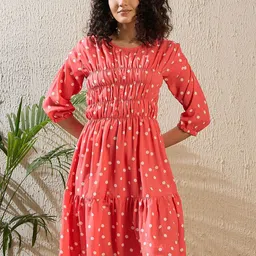 StyleStone Polka Dot Print Crepe Fit & Flare Dress-image-46