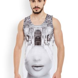 Wear Your Mind Men Grey & White Printed Round Neck T-shirt-image-70