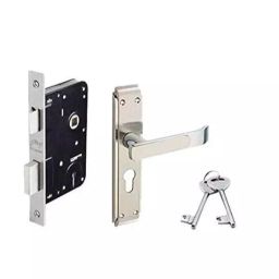 Godrej Gloria 79x52 mm Zinc Alloy Satin Steel Finish Door Handle Mortise Lock 5655-image-33