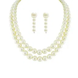 Sri Jagdamba Pearls Silver Alloy Necklace Set-image-11