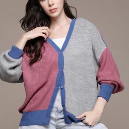 The Roadster Lifestyle Co. Colourblocked Acrylic Cardigan-picture-47