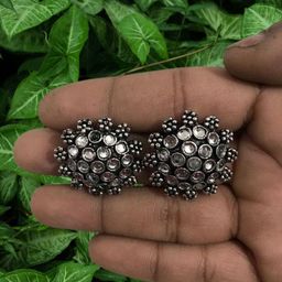 OPUS GEMS Artificial Stones Studded Circular Shaped Oxidised Studs-image-55