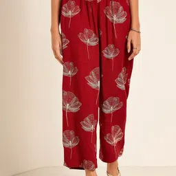 RANGMANCH BY PANTALOONS Women Floral Printed Flared Parallel Trousers-image-77