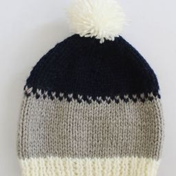 Woonie Color-Block Knitted Pom Pom Detailing Handmade Woollen Cap - Grey-image-76