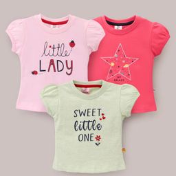 Mini Donuts Half Sleeves Tops Text Print Pack of 3(Colour & Print May Vary)-image-18