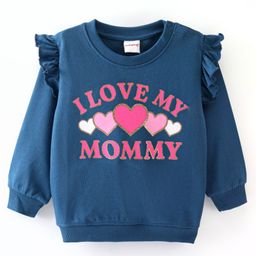 Babyhug Cotton Knit Full Sleeves Sweatshirt With Text Graphics- Navy Blue-image-54