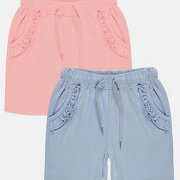 Kiddopanti Pack Of 2  Frill Detailed Pocket Hot Shorts -   Blue & Baby Pink-image-19