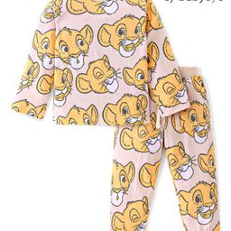 Babyoye Disney 100% Cotton Knit Full Sleeve Night Suit with Lion King Print- Light Brown-image-14
