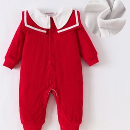 Kookie Kids Full Sleeves Romper with Sailor Collar - Red-image-71